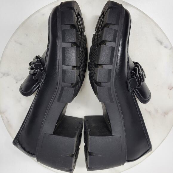 Madden Girl Hoxtonn Chunky Platform Loafer Womens 8 Black Chain Lug Sole‎ Grunge - Picture 7 of 15